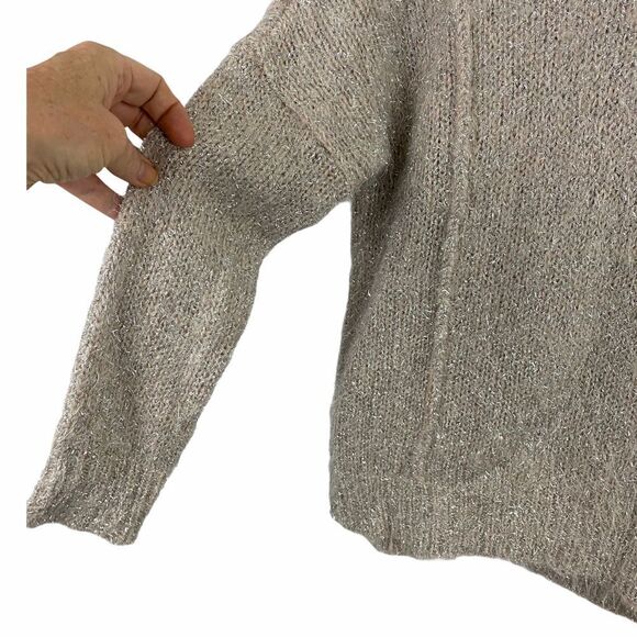 Jennifer Lopez Pink silver shimmer crew neck Holiday sweater size XS - Picture 6 of 10